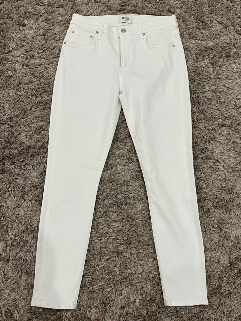 Agolde White High-Rise Skinny Jeans